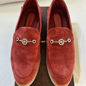 Stefano Ricci Rust Suede Loafers with Silver Accents